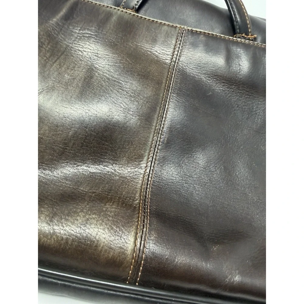 Vintage G.H. Bass Leather Messenger Bag Briefcase Laptop Satchel Brown